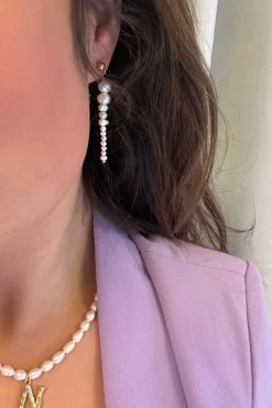 Mellow Moon One Pearl Long Earring< Øreringe