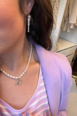 Mellow Moon One Pearl Long Earring< Øreringe