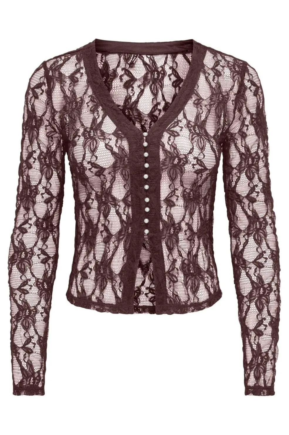 Only Onlalba L/S V-Neck Lace Top< Cardigans|Ammevenligt Tøj