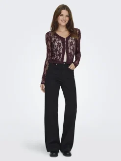 Only Onlalba L/S V-Neck Lace Top< Bluser & Skjorter