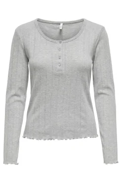 Only Onlcarlotta L/S O-Neck Button Top< Sæt 🛍️|T-Shirts & Toppe