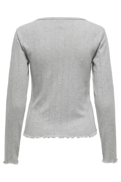 Only Onlcarlotta L/S O-Neck Button Top< Sæt 🛍️|T-Shirts & Toppe