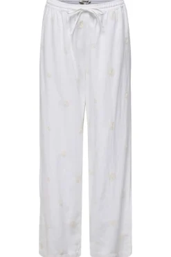 Onlcaro Linen Bl Emb Wide Pant Cc*Only Outlet