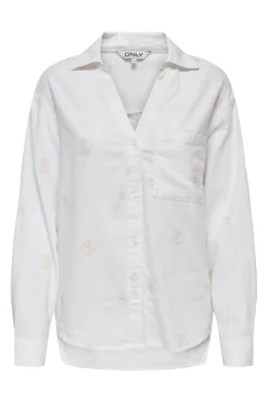 Only Onlcaro L/S Linen Bl Emb Shirt Cc< Bluser & Skjorter|Sæt 🛍️