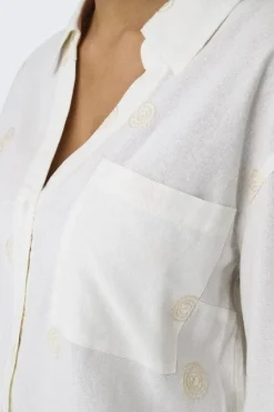 Only Onlcaro L/S Linen Bl Emb Shirt Cc< Bluser & Skjorter|Sæt 🛍️