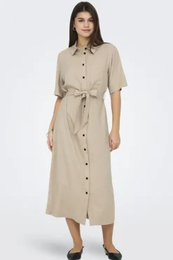 Only Onlcaro S/S Linen Bl Belt Dress Cc< Kjoler|Ammevenligt Tøj