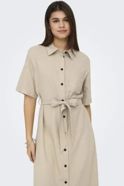 Only Onlcaro S/S Linen Bl Belt Dress Cc< Kjoler|Ammevenligt Tøj