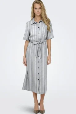 Onlcaro S/S Linen Bl Belt Dress Cc*Only Outlet
