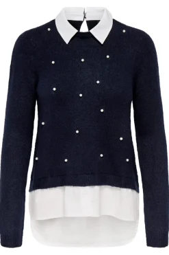 Only Onldolly Ls Woven Mix Pearl Pull Cc Knt< Strik|Bluser & Skjorter