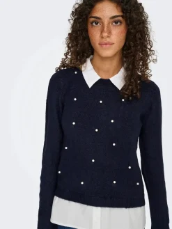 Only Onldolly Ls Woven Mix Pearl Pull Cc Knt< Strik|Bluser & Skjorter