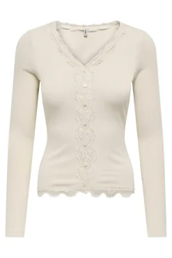 Onlenea L/S Lace Mix Placket Top*Only Sale