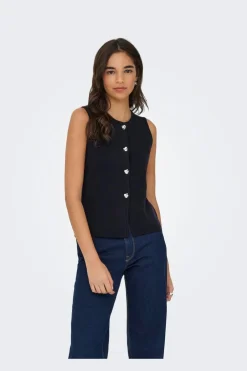 Only Onlibi Button Sl Vest Cc Knt< T-Shirts & Toppe