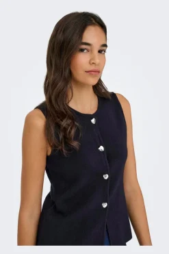 Only Onlibi Button Sl Vest Cc Knt< T-Shirts & Toppe