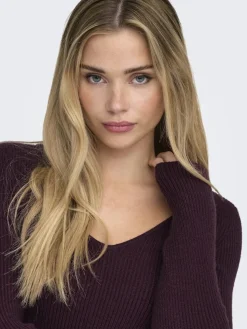 Only Onlibi Life Ls V-Neck Rib Peplum Cc Knt< Strik|Bluser & Skjorter