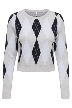 Only Onlibi Ls Check O-Neck Cc Knt< Strik|Bluser & Skjorter