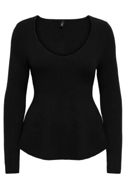 Onlibi Ls V-Neck Rib Peplum Cc Knt*Only Hot