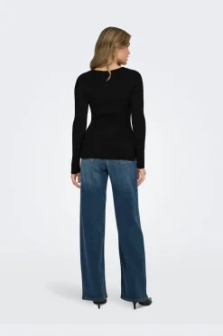 Onlibi Ls V-Neck Rib Peplum Cc Knt*Only Hot