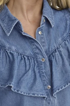 Only Onlindigo Ls Frill Shirt Qyt< Bluser & Skjorter|Ammevenligt Tøj