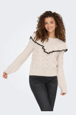 Only Onlisolde Ls Frill O-Neck Knt< Strik|Bluser & Skjorter