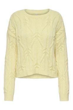 Only Onllemina Life Ls Cable O-Neck Knt< Strik|Bluser & Skjorter