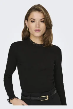 Only Onlleslie L/S Lace Mix Top< T-Shirts & Toppe