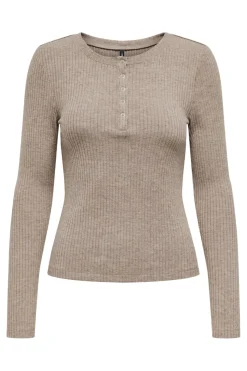 Onllinea L/S O-Neck Button Top Cc*Only Online