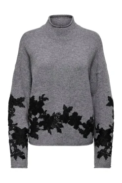 Only Onllisa Ls Highneck Detail Knt< Strik|Bluser & Skjorter