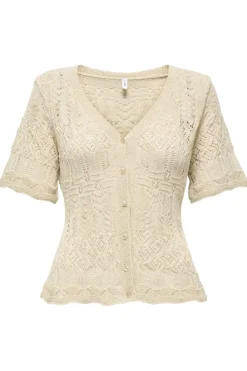 Only Onllovely Ss Glitter Button Top Knt< T-Shirts & Toppe|Ammevenligt Tøj