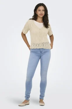 Only Onllovely Ss Glitter Button Top Knt< T-Shirts & Toppe|Ammevenligt Tøj