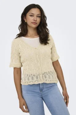 Only Onllovely Ss Glitter Button Top Knt< T-Shirts & Toppe|Ammevenligt Tøj