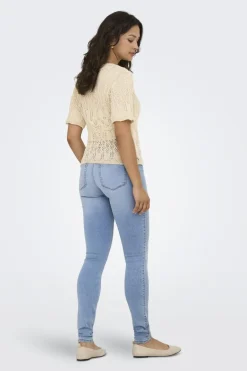 Only Onllovely Ss Glitter Button Top Knt< T-Shirts & Toppe|Ammevenligt Tøj