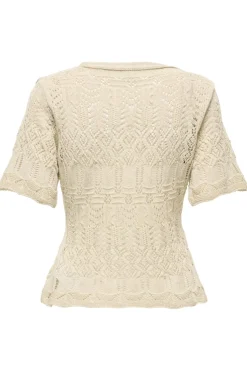 Only Onllovely Ss Glitter Button Top Knt< T-Shirts & Toppe|Ammevenligt Tøj