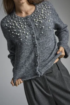 Onlmiggie Ls O-Neck Pearl Cardi Knt*Only Best