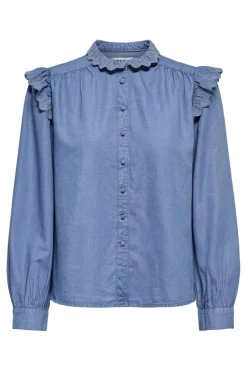 Only Onlpiper L/S Emb Frill Shirt Qyt< Bluser & Skjorter|Ammevenligt Tøj