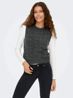 Only Onlrenata Sl O-Neck Pearl Vest Knt< Veste