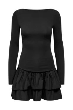 Onlvega L/S Boatneck Mix Dress Box*Only Outlet