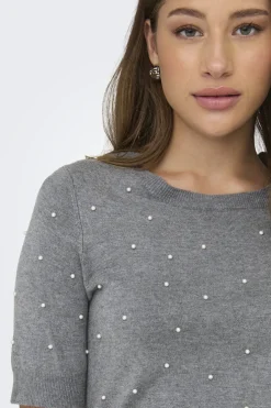 Onlvenice Life Ss Pearl O-Neck Knt*Only Online