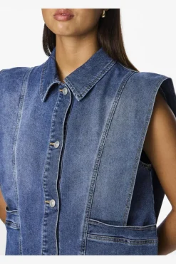Pieces Pcfemma Loose Denim Vest Fsy< Sæt 🛍️|Veste