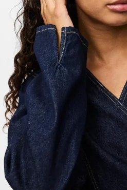 Pieces Pcfenna Ls Denim Wrap Shirt Fsy< Bluser & Skjorter