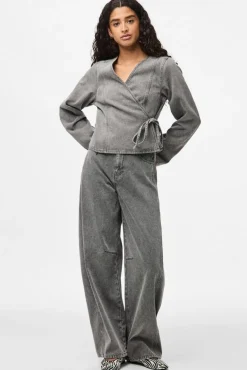 Pcfenna Ls Denim Wrap Shirt Fsy*Pieces Outlet