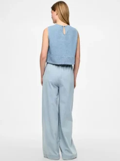 Pieces Pcflora Sl Denim Top< T-Shirts & Toppe