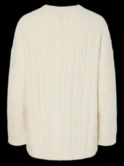 Pieces Pcjisa Ls O-Neck Long Cabel Knit< Bluser & Skjorter|Strik