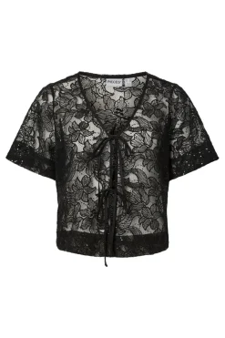 Pieces Pclouise 2/4 V-Neck Tie Top< Sæt 🛍️|T-Shirts & Toppe