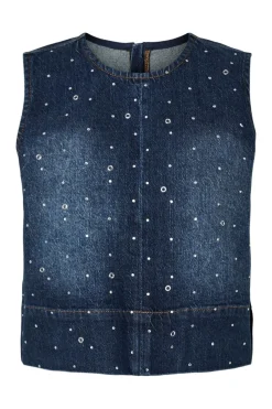 Pieces Pcmerle Sl O-Neck Denim Top Fsy Pp< T-Shirts & Toppe