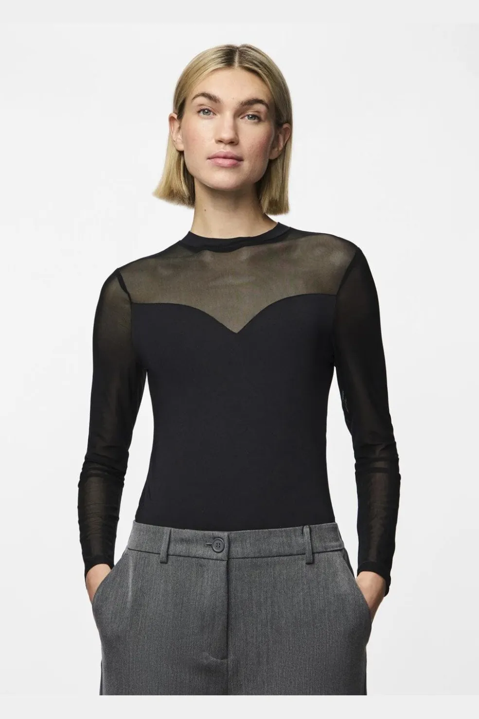 Pieces Pcmilly Ls Mesh Bodystocking< Bluser & Skjorter|Nattøj & Lingeri