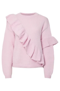 Pcnor Ls O-Neck Knit Frill Pullover*Pieces Discount