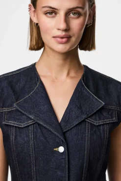 Pieces Pcnua Sl Fitted Denim Vest Fsy< Veste