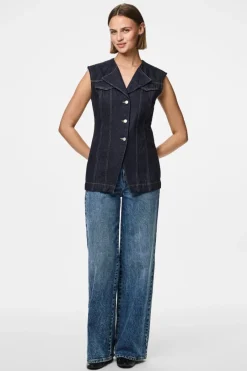 Pieces Pcnua Sl Fitted Denim Vest Fsy< Veste