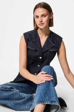 Pieces Pcnua Sl Fitted Denim Vest Fsy< Veste