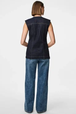 Pieces Pcnua Sl Fitted Denim Vest Fsy< Veste